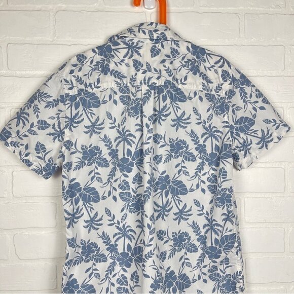 Tucker + Tate Short Sleeve Button Down Shirt blue white floral size large 10/12 - Picture 5 of 10